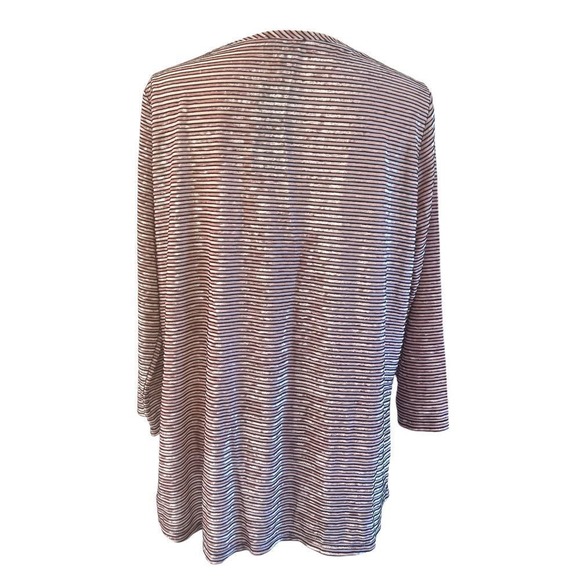 Jones New York Women's Striped Velvet Top‎ Long Sleeve Blouse XL Pink / Black - Picture 14 of 14